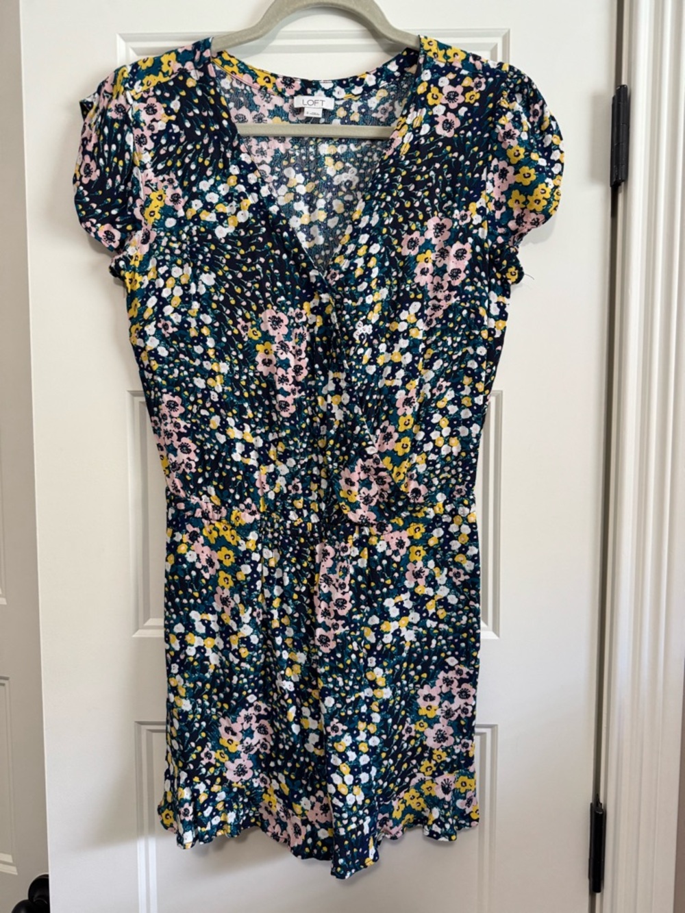 LOFT Navy Floral Romper Jumpsuit